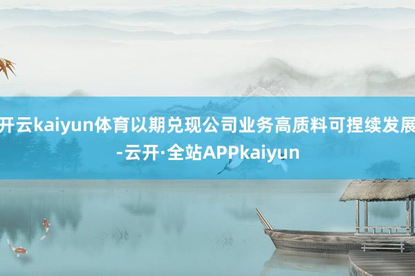 开云kaiyun体育以期兑现公司业务高质料可捏续发展-云开·全站APPkaiyun