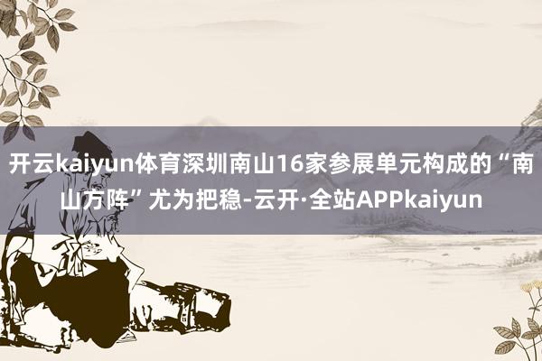 开云kaiyun体育深圳南山16家参展单元构成的“南山方阵”尤为把稳-云开·全站APPkaiyun