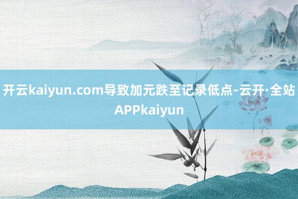 开云kaiyun.com导致加元跌至记录低点-云开·全站APPkaiyun