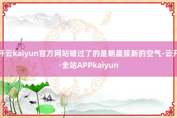 开云kaiyun官方网站错过了的是朝晨簇新的空气-云开·全站APPkaiyun
